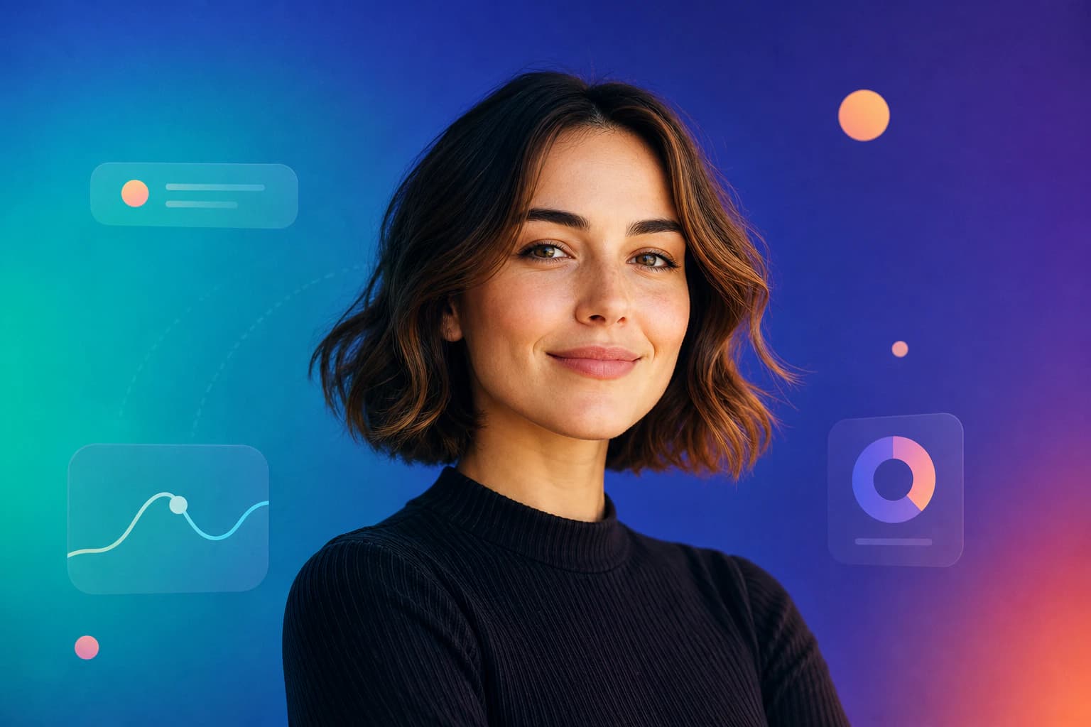 Clean modern professional headshot on a neutral studio background