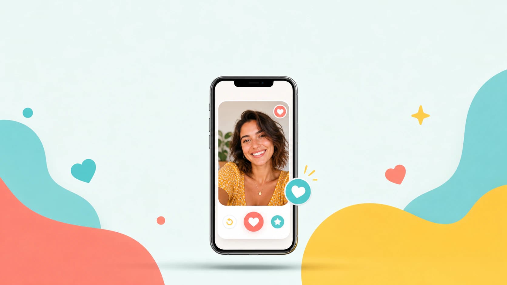 Playful dating-app profile picture examples on a smartphone screen