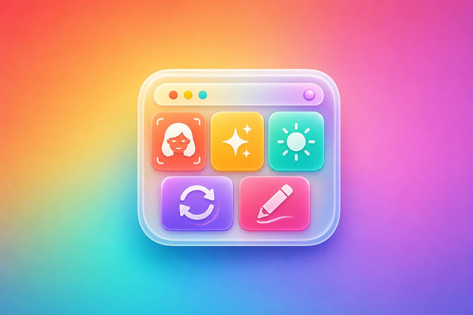 Nothron all-in-one AI photo studio hub with colorful headshot, enhance, glow and editor tool tiles